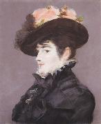 Edouard Manet Portrait de Jeanne Martin au Chapeau orne d'une Rose oil painting on canvas